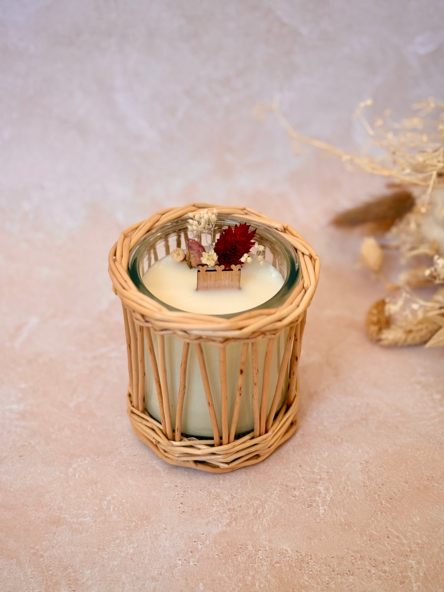 Bougie Fleurie Bois de Rose