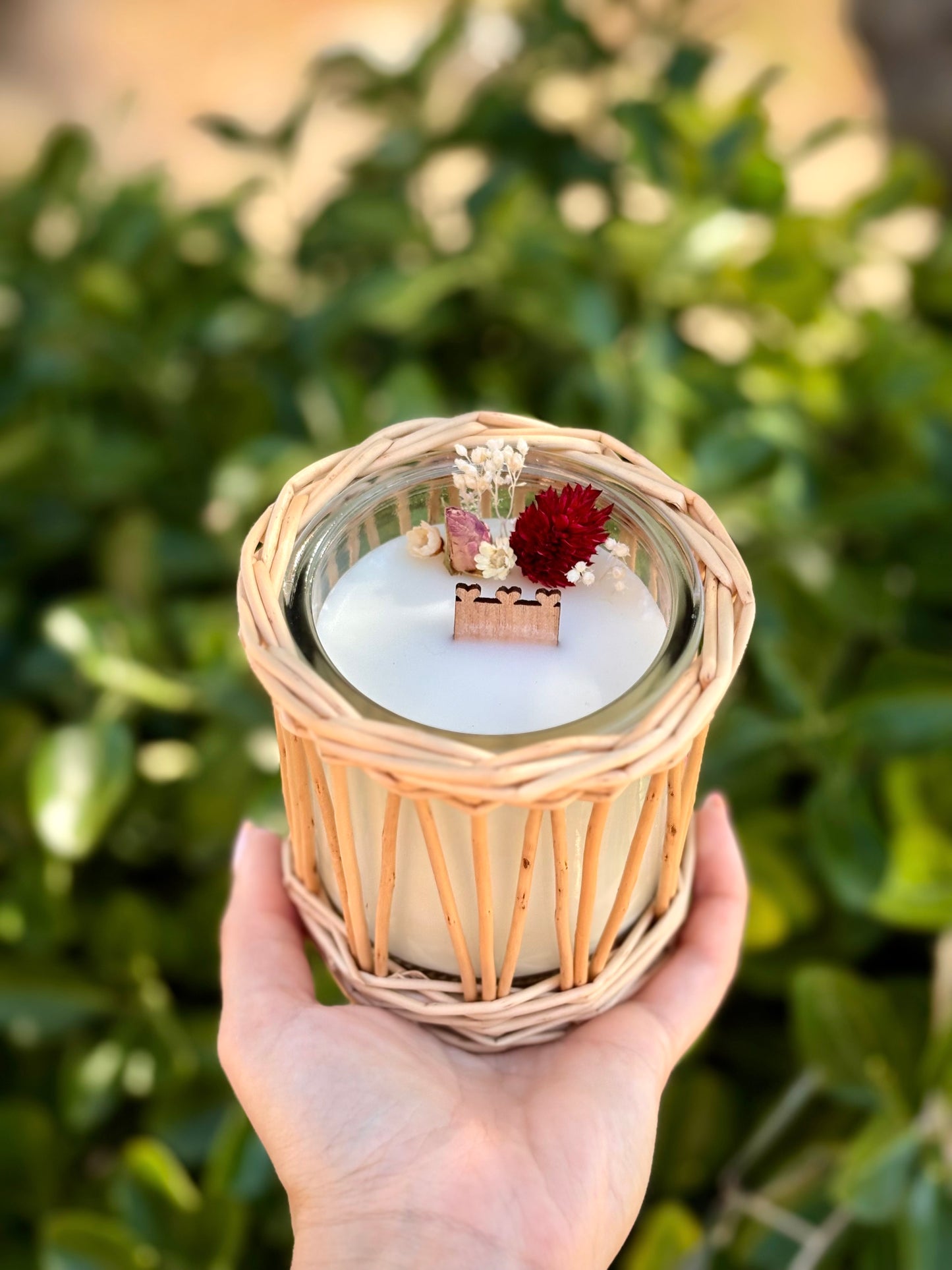 Bougie Fleurie Bois de Rose
