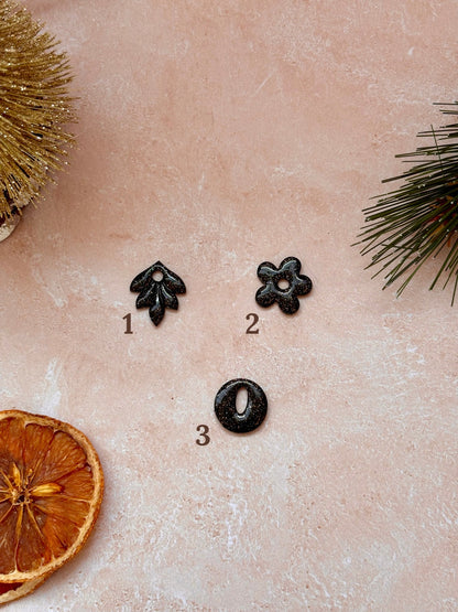 Pampilles Interchangeables Noires Pailletées Argentées