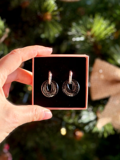 Pampilles Interchangeables Noires Pailletées Argentées