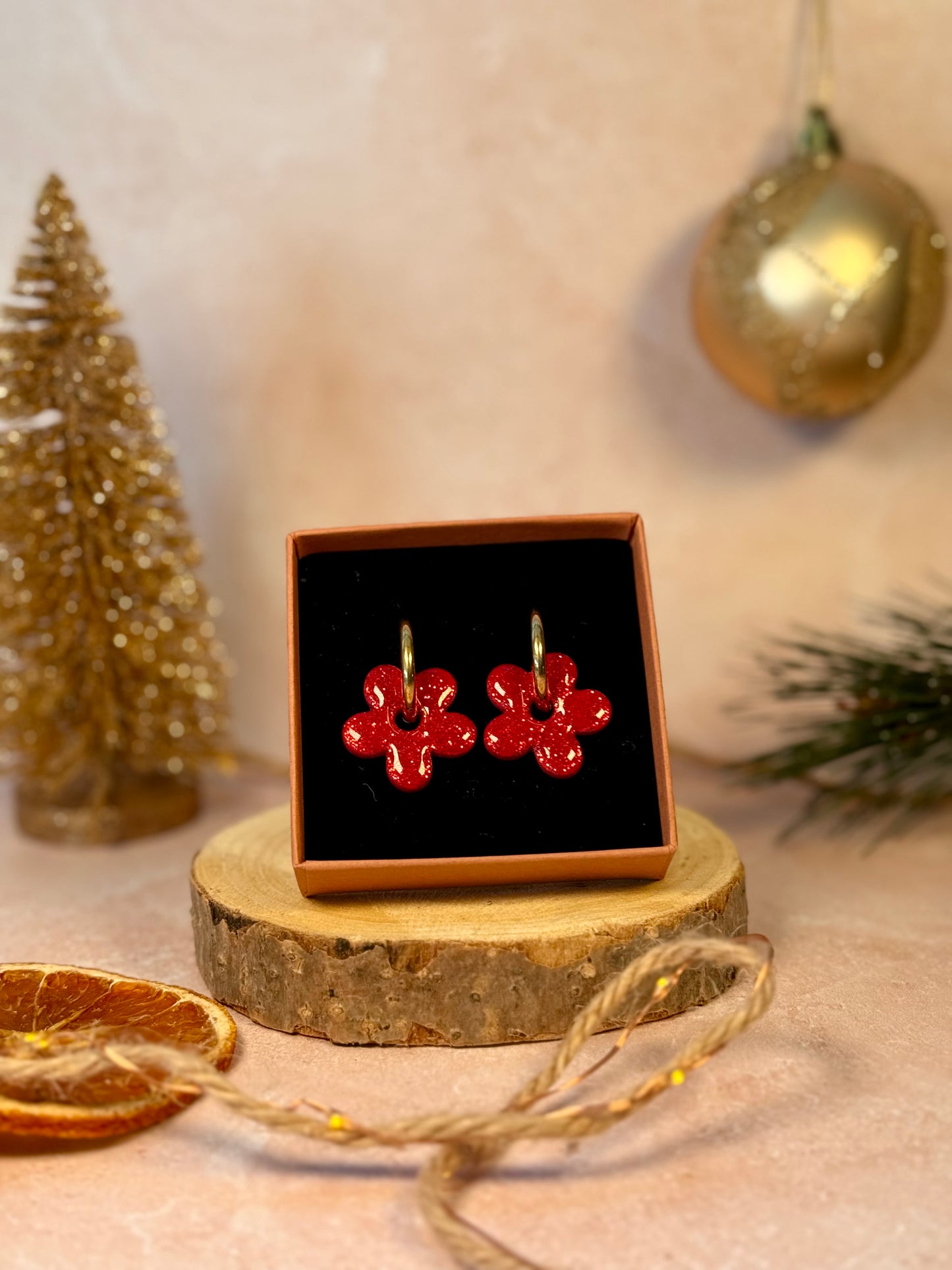 Pampilles Interchangeables NOËL rouges pailletées