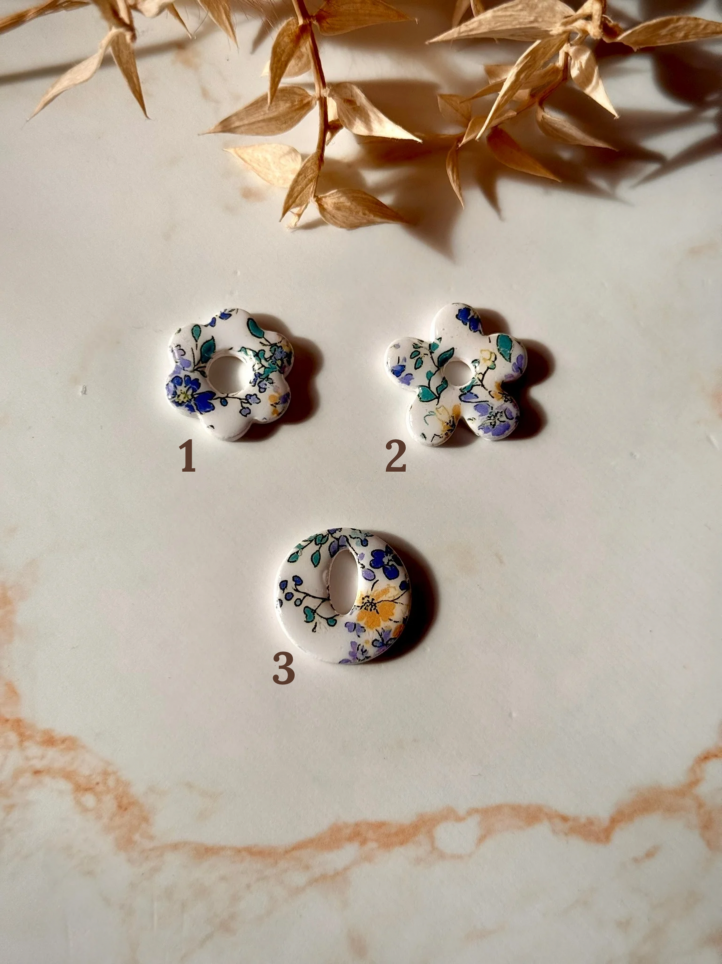 Pampilles Interchangeables Fleuries bleues