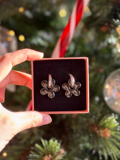 Pampilles Interchangeables Noires Pailletées Argentées