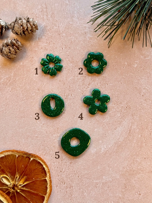 Pampilles Interchangeables NOËL vertes pailletées