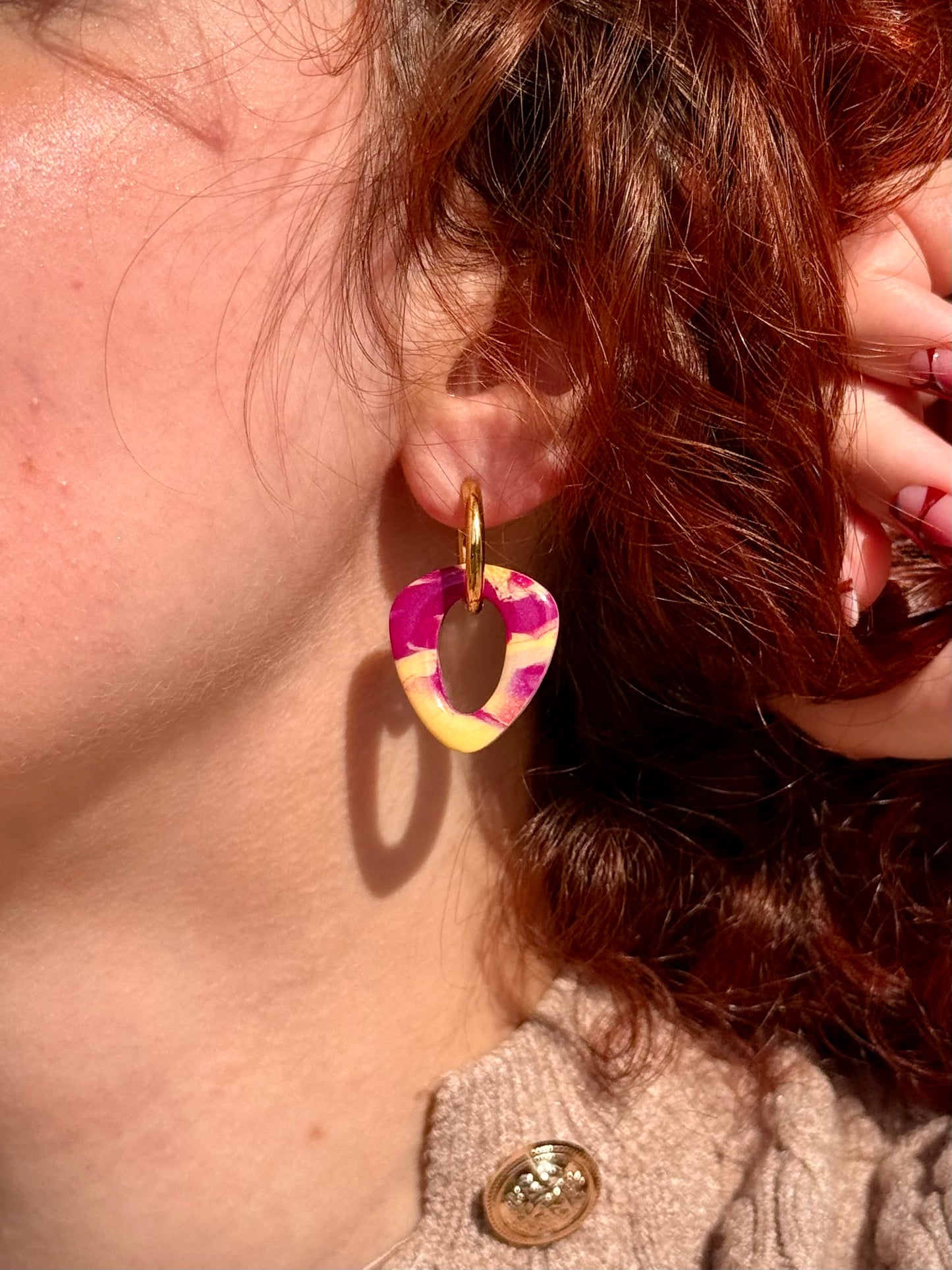 Pampilles Interchangeables IRIS fuchsia et jaune