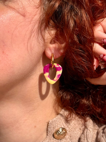 Pampilles Interchangeables IRIS fuchsia et jaune