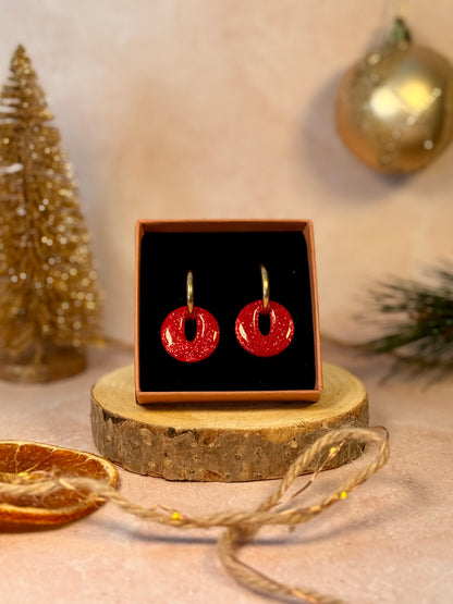 Pampilles Interchangeables NOËL rouges pailletées