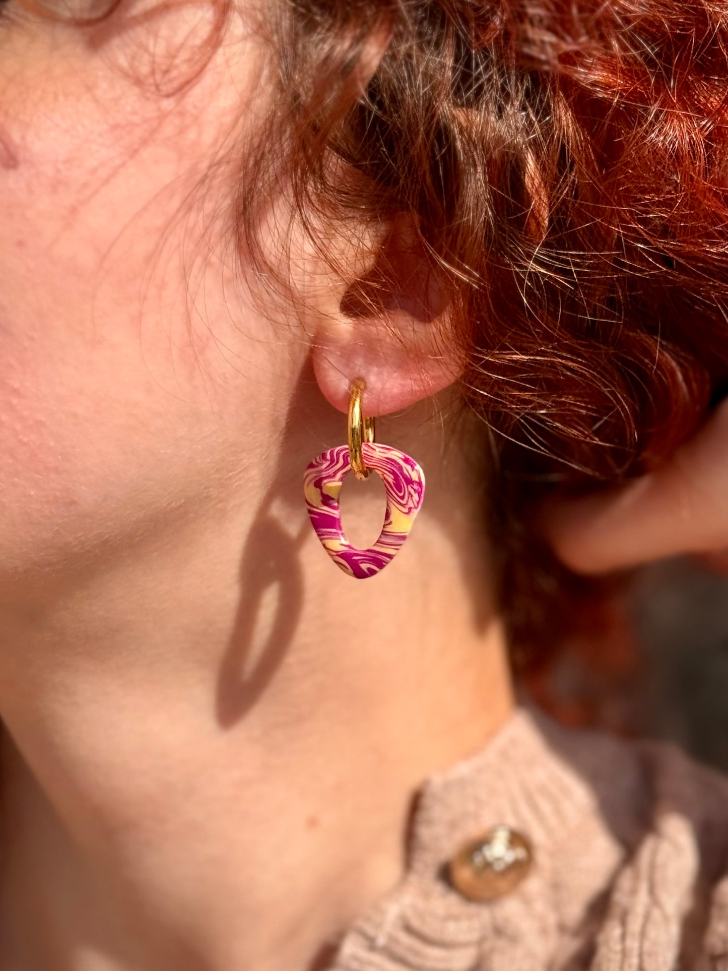 Pampilles Interchangeables IRIS fuchsia et jaune
